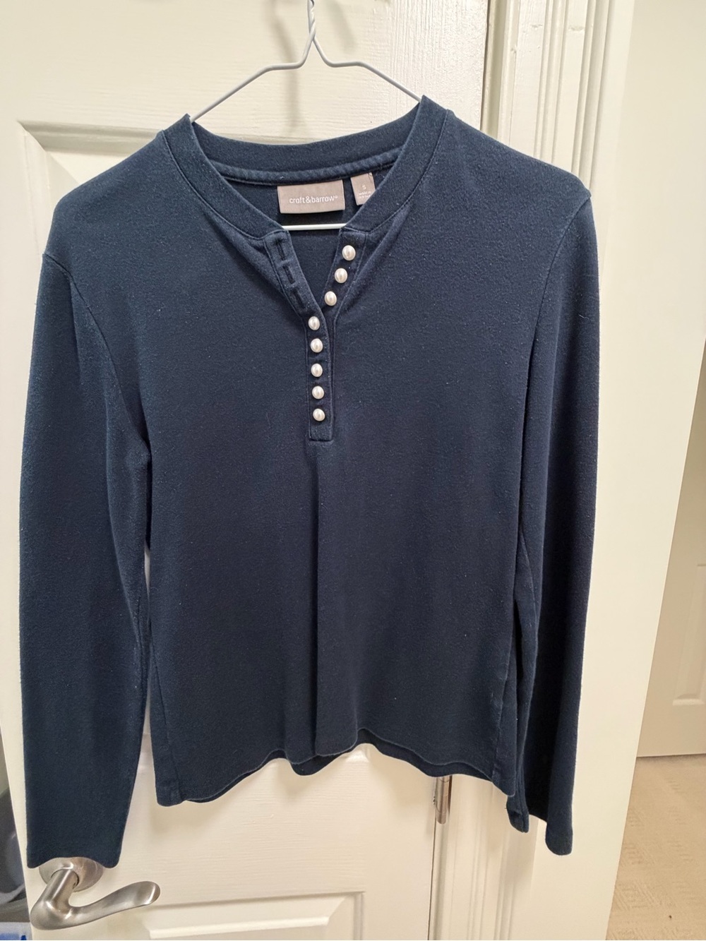 croft & barrow Navy Pearl-Button Henley Long-Sleeve Sweater